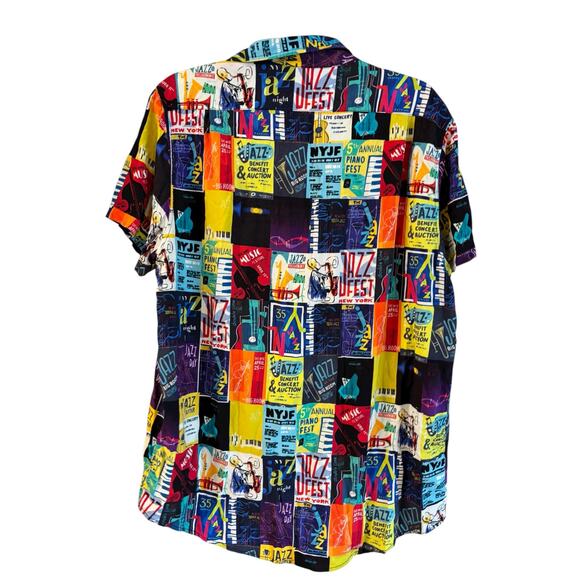 Disney Store Men's L Pixar's Soul Woven Rayon Jazz Button Up Shirt Short Sleeve - Picture 4 of 6